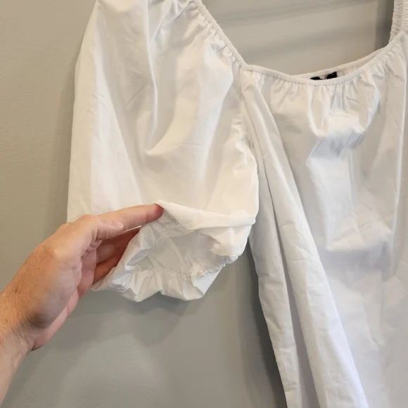 Sanctuary NWT White Cotton Puff Sleeve Mini Dress - Picture 5 of 10